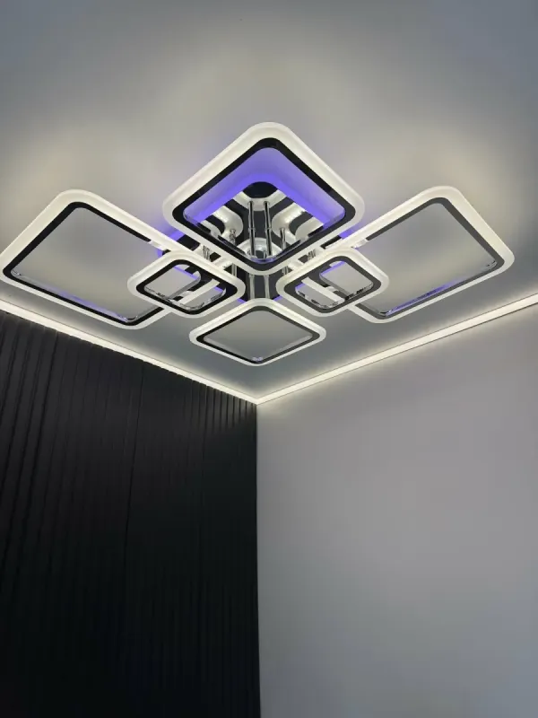 Люстра світлодіодна з пультом та додатком для телефону OVAL RGB 120W хром