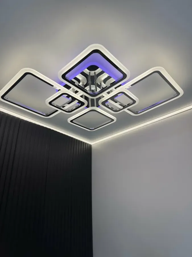 Люстра світлодіодна з пультом та додатком для телефону OVAL RGB 120W хром