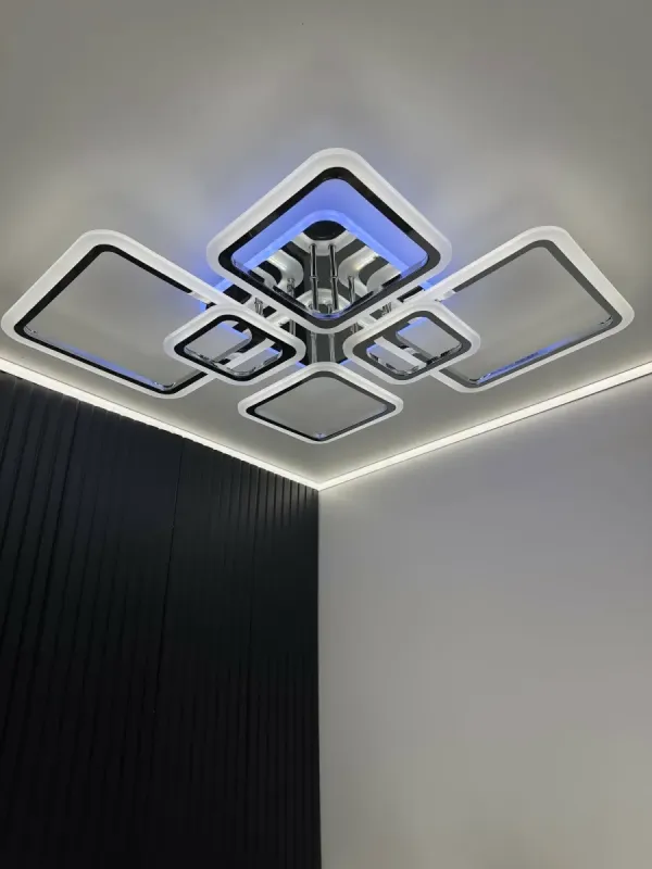 Люстра світлодіодна з пультом та додатком для телефону OVAL RGB 120W хром