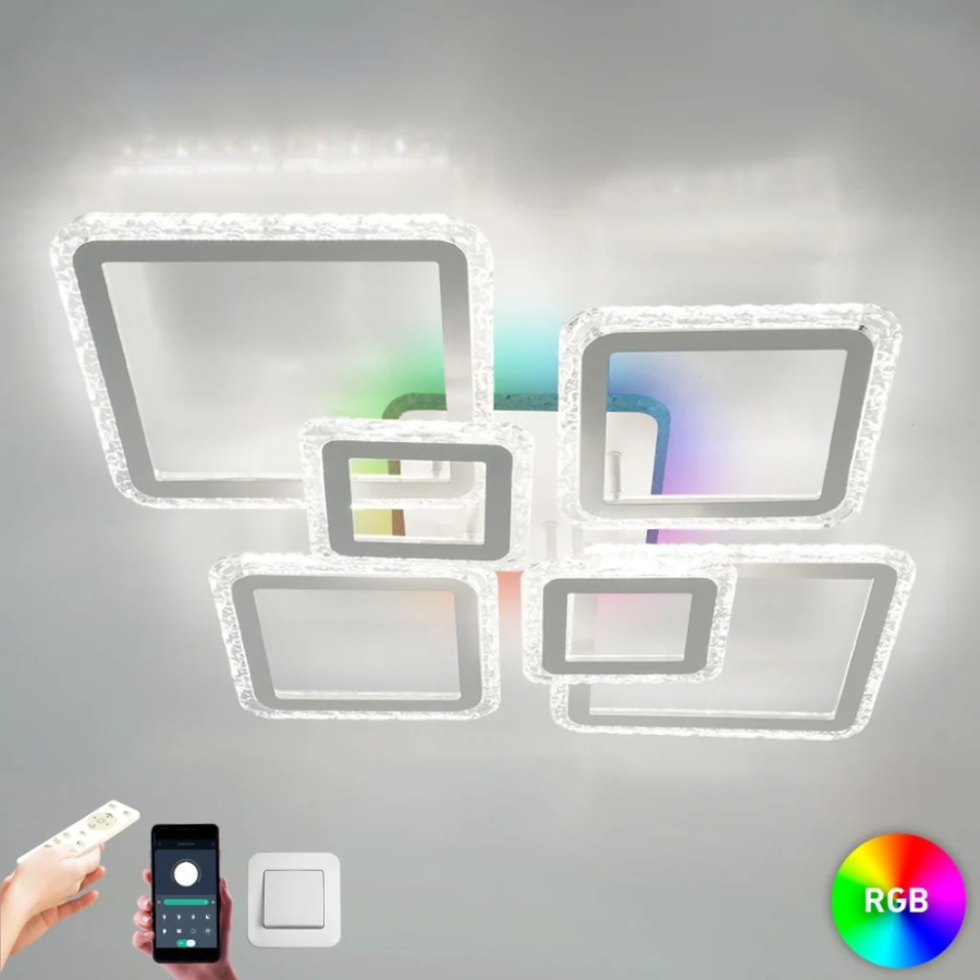 Люстра світлодіодна з пультом та додатком для телефону OVAL ICE RGB 120W