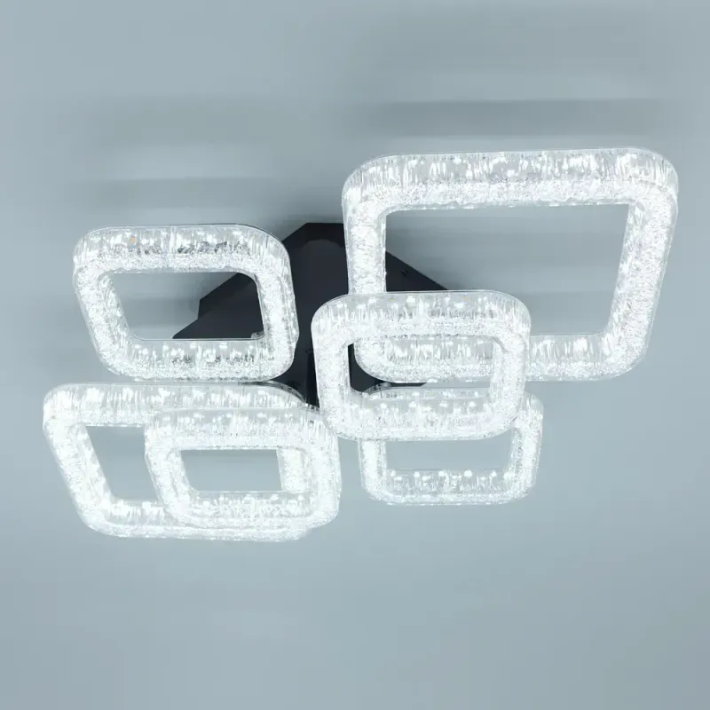 Люстра світлодіодна чорна з пультом та додатком для телефону OVAL ICE 80W чорна