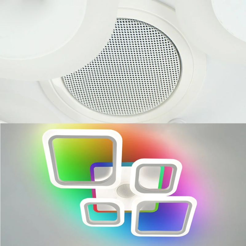 Музична LED люстра на пульті OVAL RGB MUSIC 80W 5S біла