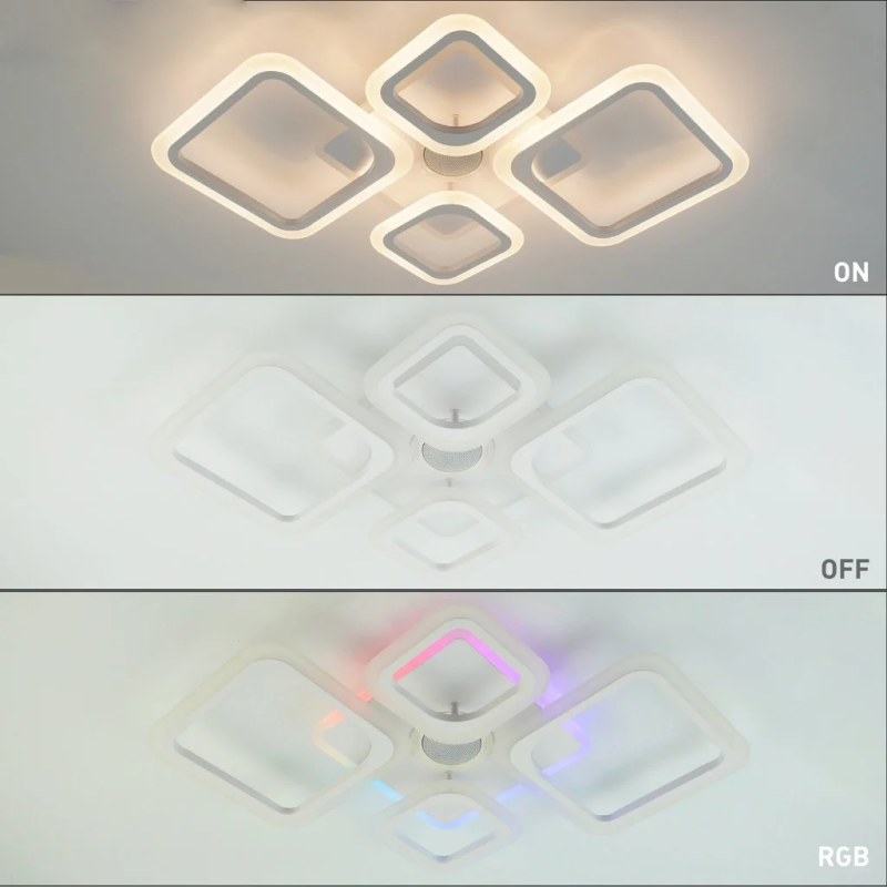 Музична LED люстра на пульті OVAL RGB MUSIC 80W 5S біла