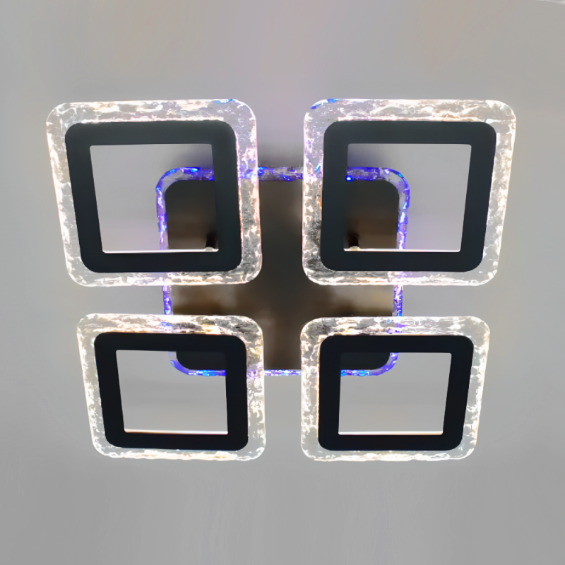 Люстра світлодіодна з пультом та додатком для телефону ROOM ICE RGB 70W 4S чорна