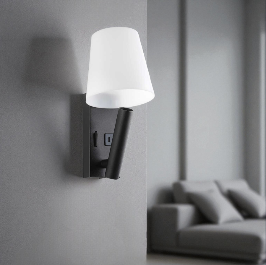 LED настінний світильник UMBRELLA USB+TYPE-C  3W 4200K IP20 чорний