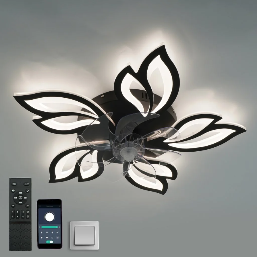 Люстра чорна світлодіодна з вентилятором FAN ASTRA 85W