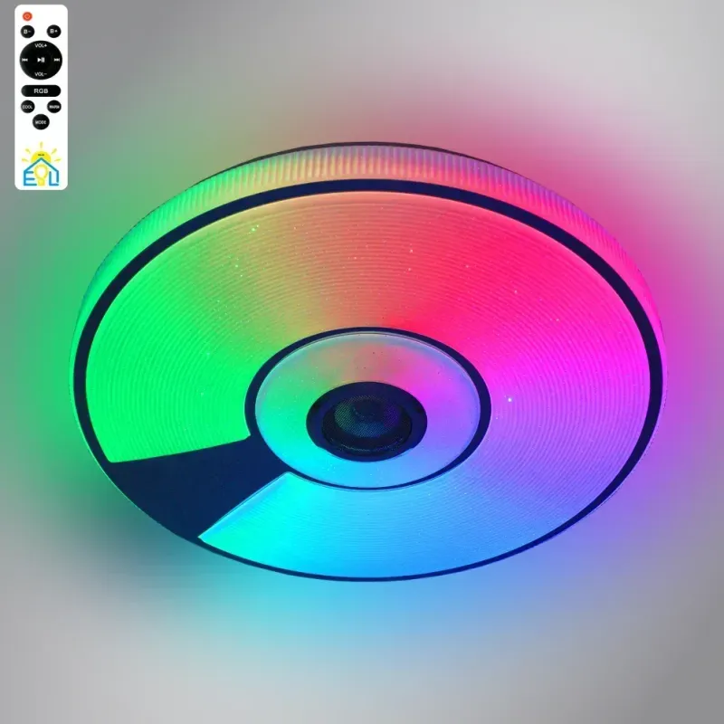 Музична світлодіодна люстра з пультом + блютуз колонка SONG RGB 80W