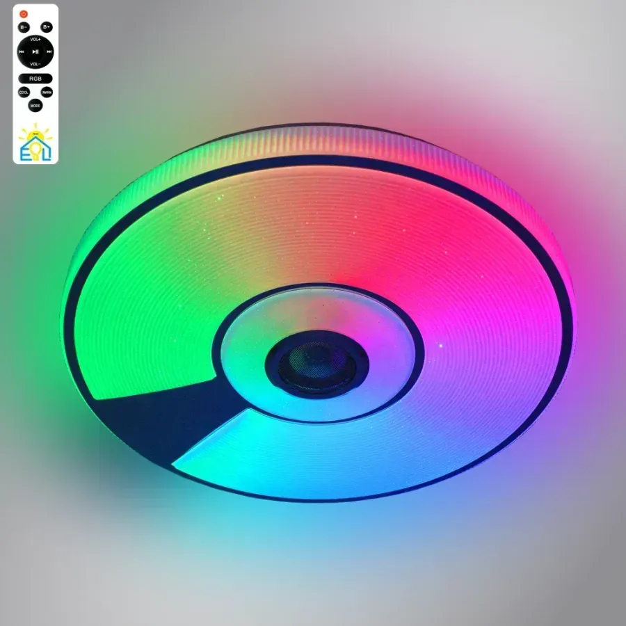 Музична світлодіодна люстра з пультом + блютуз колонка SONG RGB 80W