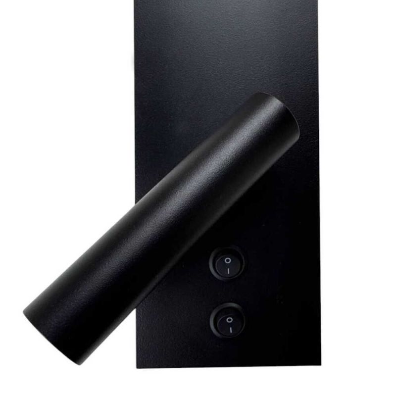 LED настінний світильник BITRIX-W USB+TYPE-C 15W Ø 30*14 см чорний з вимикачем на корпусі