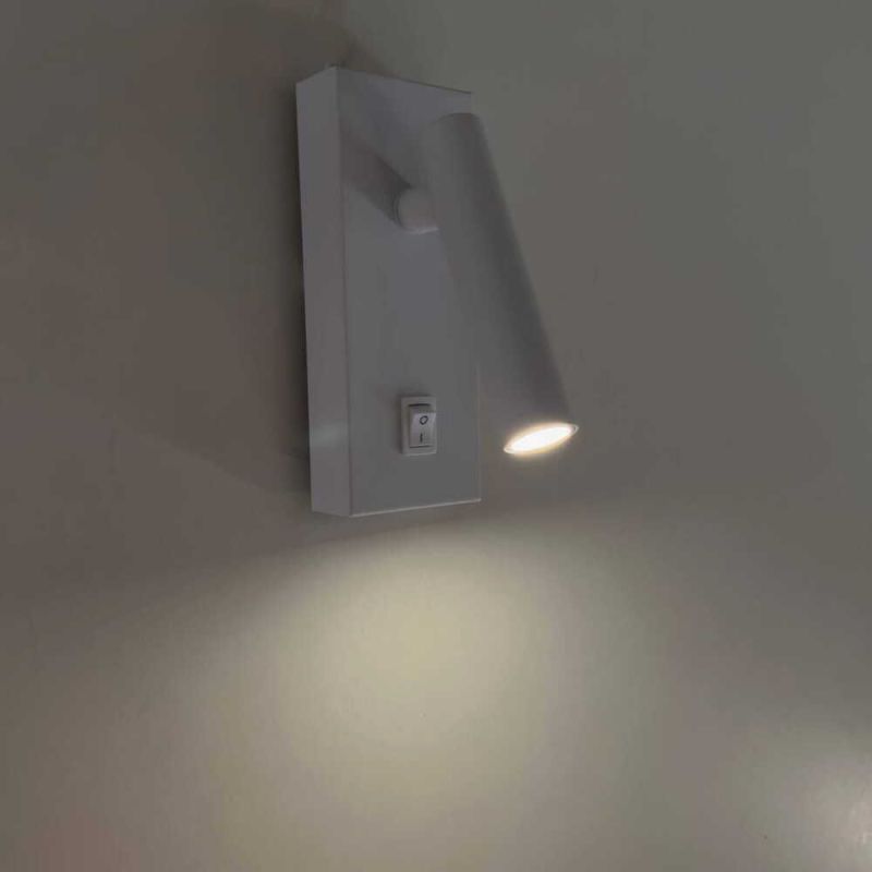 LED настінний світильник BITRIX-H 3W 4200K IP20 білий з вимикачем на корпусі