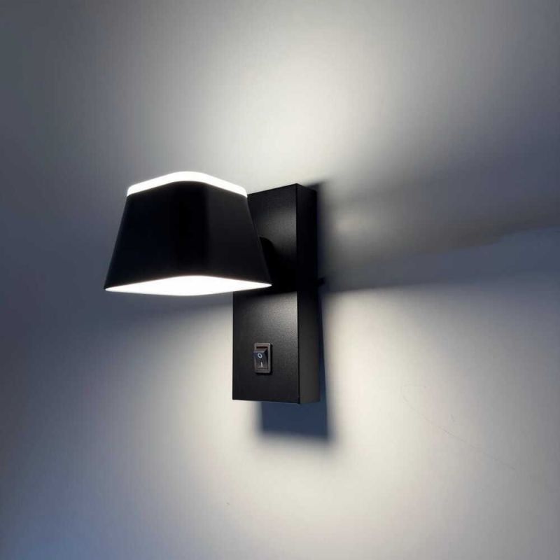 LED настінний світильник CROCUS-S 8W 4200K IP20 чорний з вимикачем на корпусі