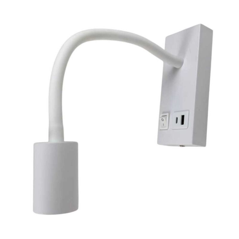 LED настінний світильник SNAKE USB+TYPE-C 5W 4200K IP20 білий з вимикачем на копрусі