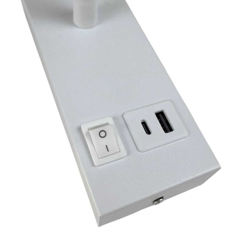 LED настінний світильник SNAKE USB+TYPE-C 5W 4200K IP20 білий з вимикачем на копрусі