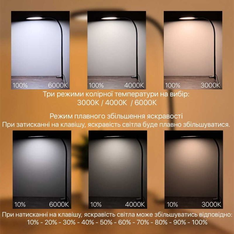 Світлодіодна лампа на струбцині FLEX 10W 3000-6500К білий