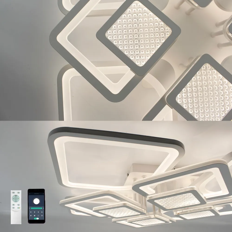 Люстра світлодіодна з пультом та додатком для телефону Tetra twist 165W біла