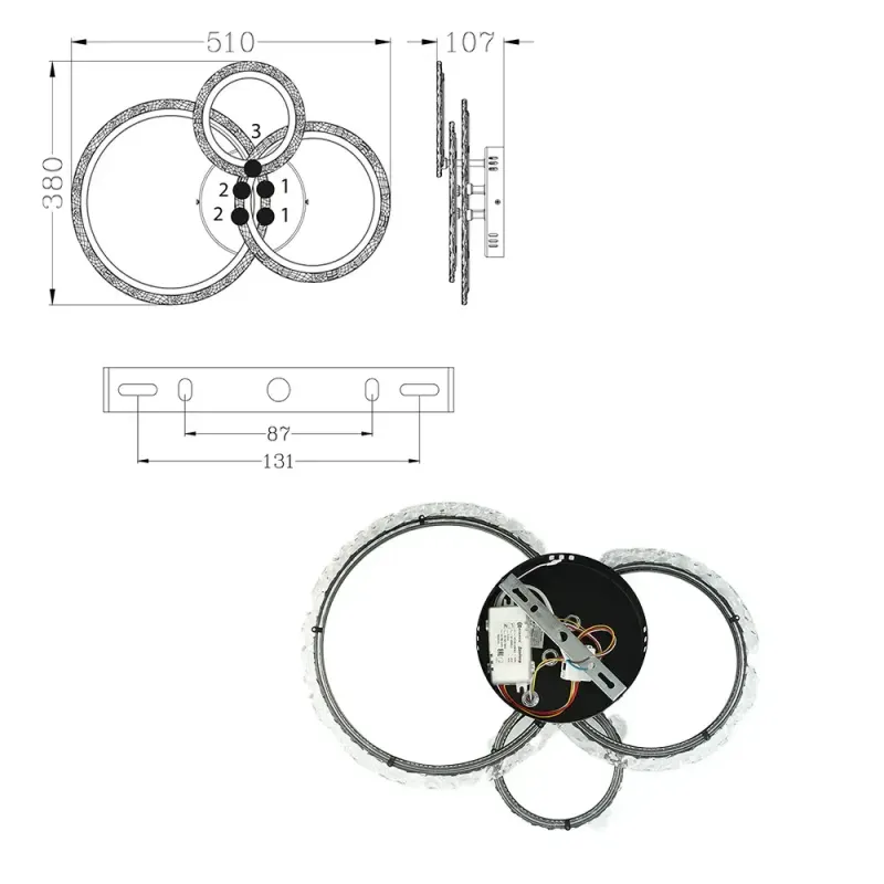 Люстра світлодіодна з пультом і додатком для телефону TRIO 70W 3R SMART BLACK