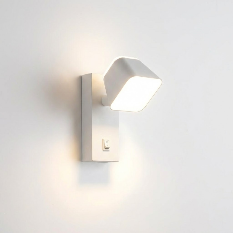 LED настінний світильник CROCUS-S 8W 4200K IP20 білий з вимикачем на корпусі