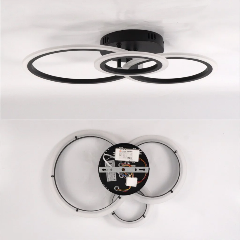 Люстра світлодіодна з пультом та мобільним додатком TRIO 70W 3R SMART чорна