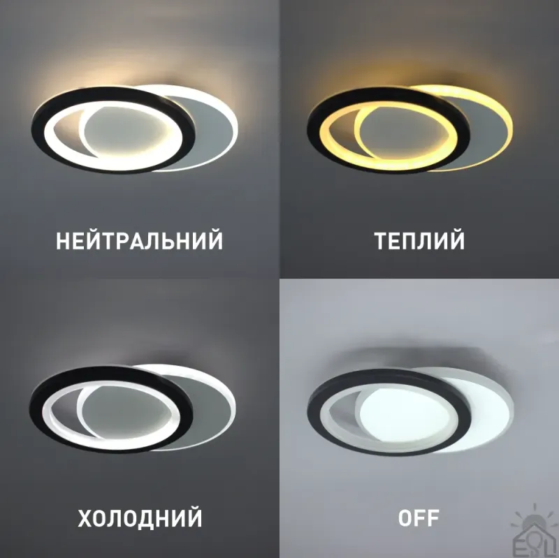 Світильник світлодіодний настінно - стельовий Viva 25w чорно-білий