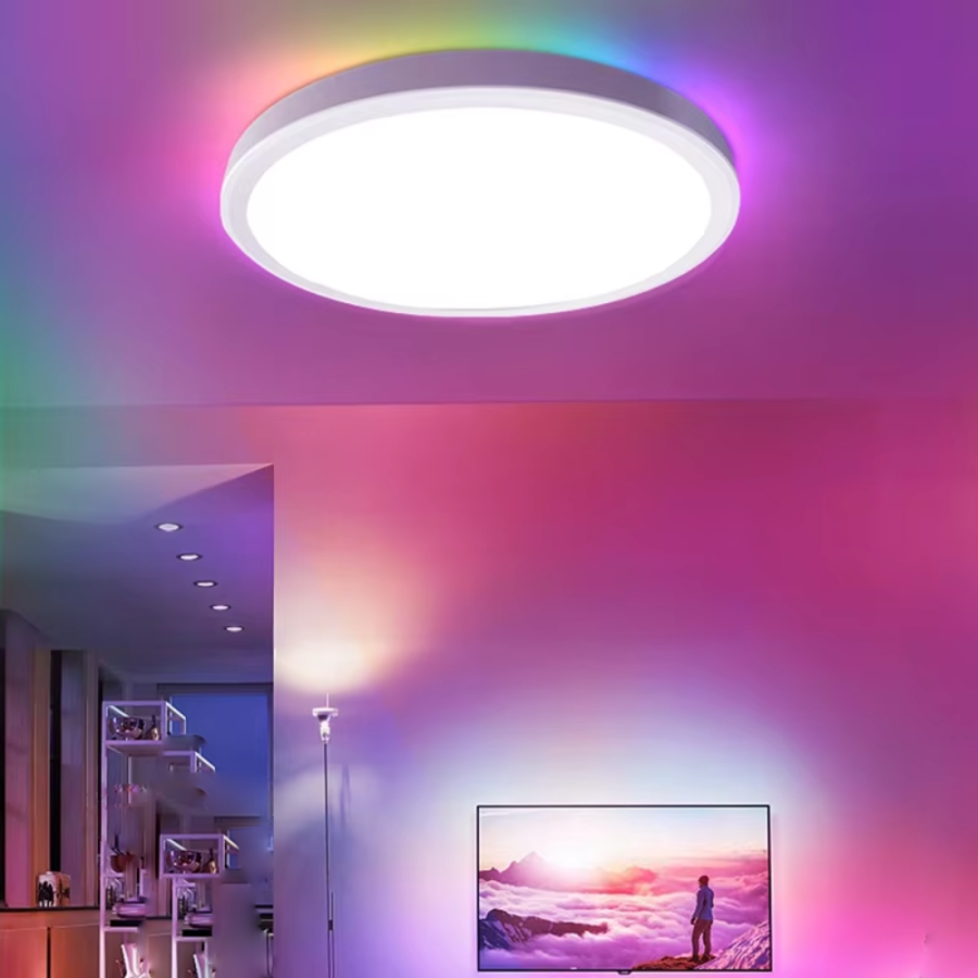 LED світильник стельовий MILLENNIUM RGB підсвідка білий круг 38W з пультом