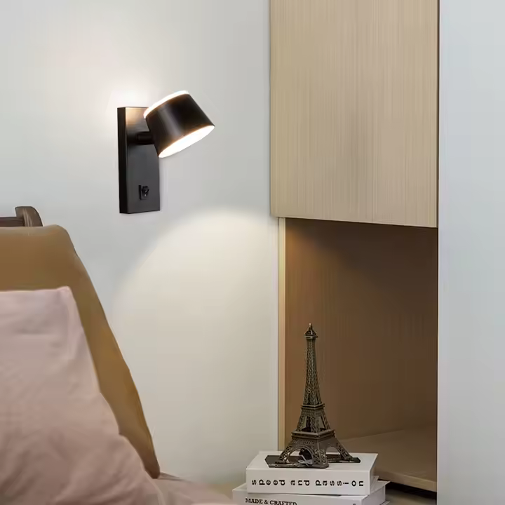 LED настінний світильник CROCUS-R 8W 4200K IP20 чорний з вимикачем на корпусі