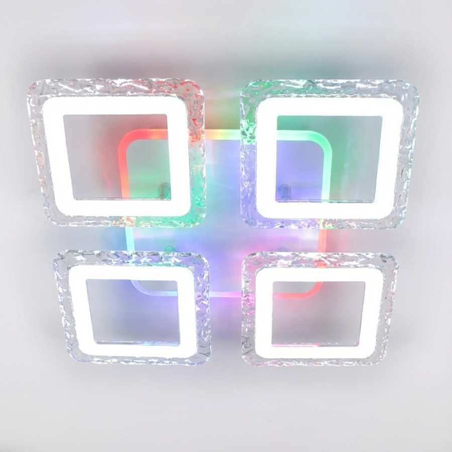 Люстра світлодіодна з пультом та додатком для телефону ROOM ICE RGB 70W 4S біла